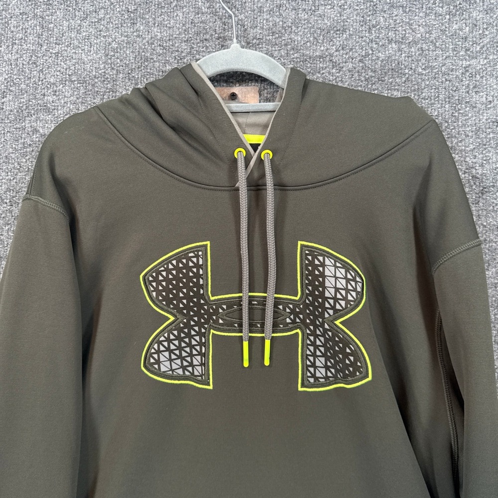 Under Armour Hoodie Mens XL Green UA Storm Pullover Big Logo Fleece Sweatshirt - Picture 2 of 9